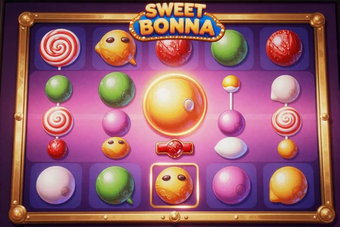 Sweet Bonanza Cluster-Slot mit bunten Bonbons und Multiplikatoren